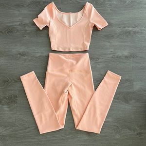 Lululemon peach leggings and crop top size 2